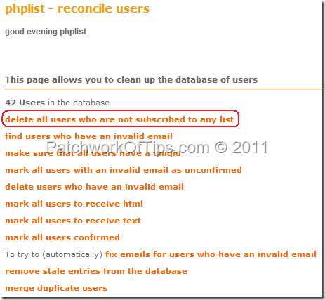 Delete PHPList Users From PHPList Database