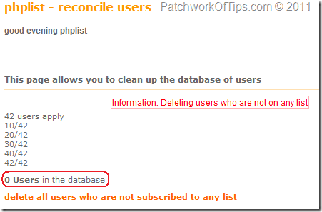 PHPList Users Successfully Deleted