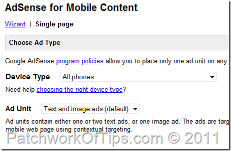 Google Adsense for Mobile Content Setup