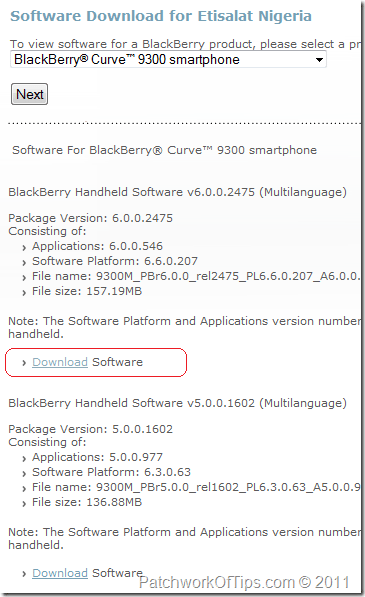 Select The BlackBerry OS 6.0 For Your Phone