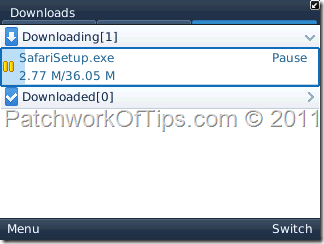 Pause Downloading Large File On BlackBerry