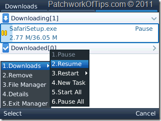 Resume Downloading Large File On BlackBerry