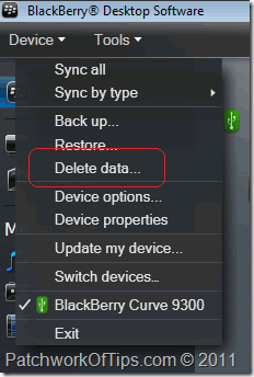 Delete BlackBerry Data