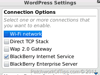 WordPress For BlackBerry Connection Via BIS (BlackBerry Internet Service)