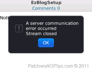 WordPress Server Communication Error