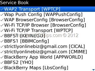 Delete BlackBerry WAP Connection Servicebooks