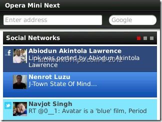 Opera Mini 7 Social Networks