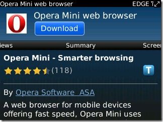 Download Opera Mini Via BlackBerry Appworld