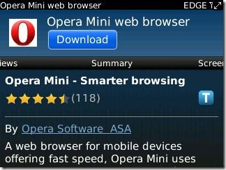 Download Opera Mini Via BlackBerry Appworld