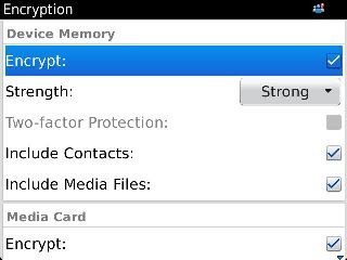 Activate BlackBerry Encryption on Device and Media Card