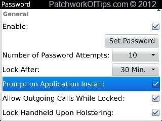 Set BlackBerry Device Password