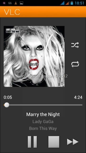 VLC For Android Playing Lady Gaga's Marry The Night