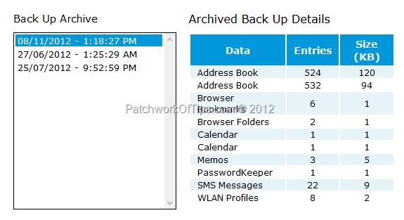 BlackBerry Protect BackUp Archive