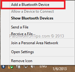 Add Bluetooth Device In Windows 8