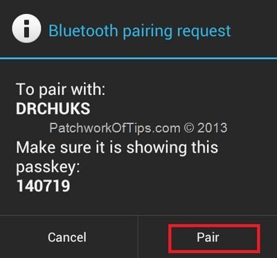 Pairing Request Phone