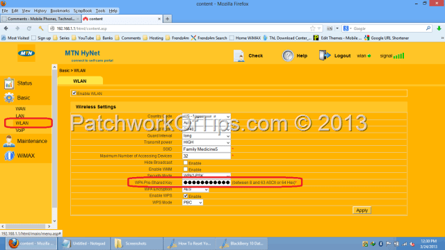 Change MTN HyNet Wi-Fi Access Password