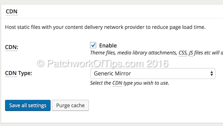 Enable W3 Total Cache CDN