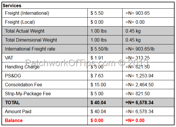 Overseas Shipping Charges To Nigeria