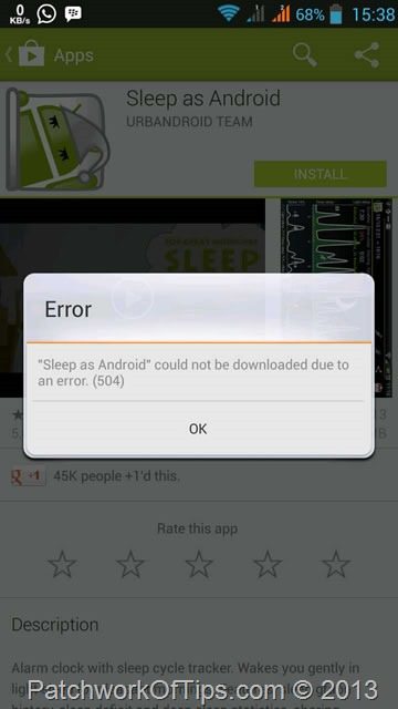 Error 504 Google Play