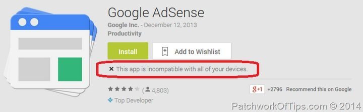 Google Adsense Incompatible With Device