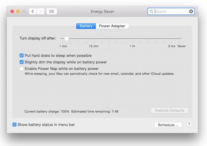 Mac OS X Battery Saver Mode