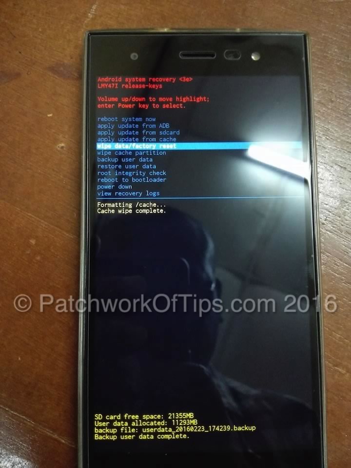 Infinix Zero 3 Clear Device Partition