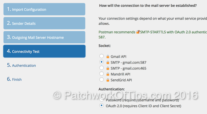 Postman SMTP Setup Connectivity Test