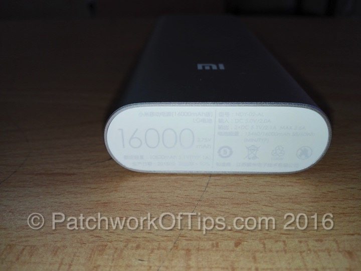 Xiaomi 16000mAh Powerbank Side