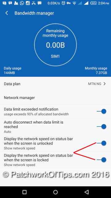 Infinix Zero 3 Network Speed Meter