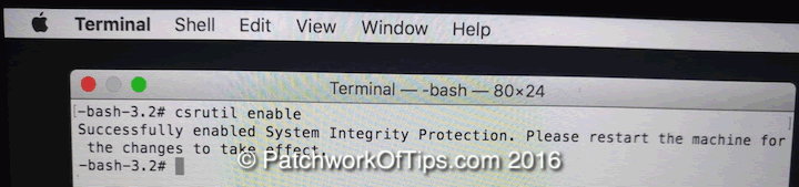 Mac OS X El Capitan Recovery Enable CSRUTIL