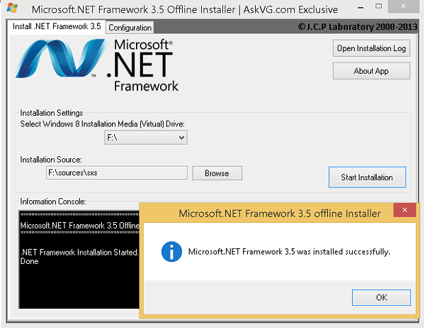 Microsoft .NET Framework 3.5 Installation Complete