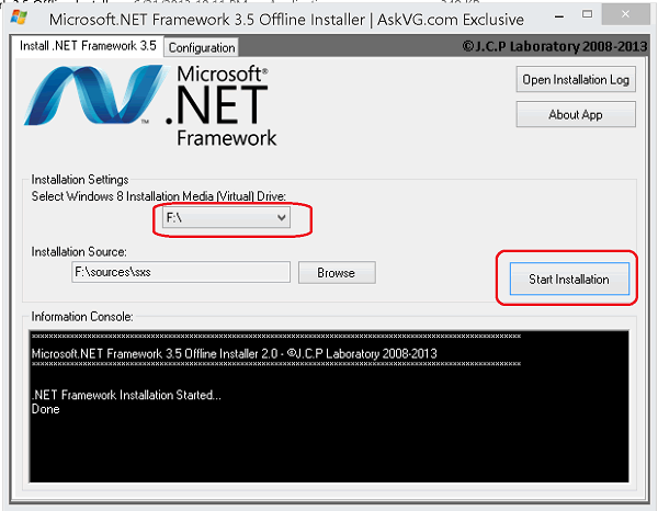 Microsoft .NET Framework 3.5 Offline Installer Interface