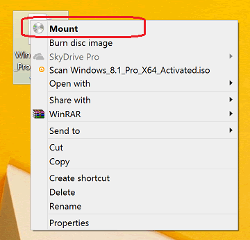 Mount Windows 8 ISO