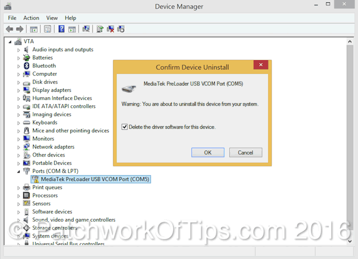 Delete Mediatek Preloader USB VCOM Port Driver