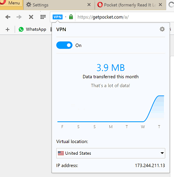 Opera Free VPN Virtual Locations 1
