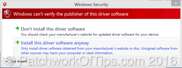 Windows Can't Verify The Publisher Of This Driver Software