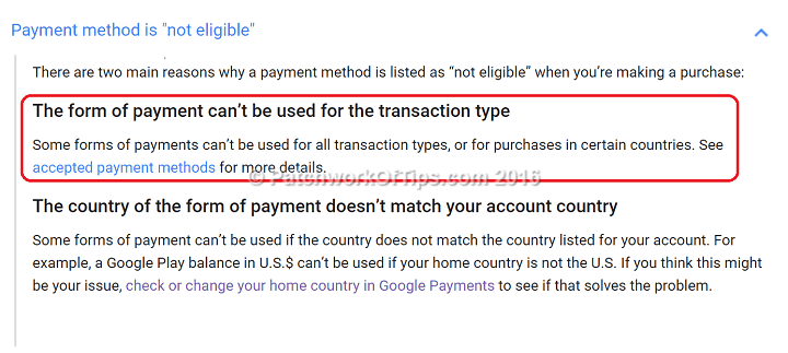 Google Play Store Payment Not Eligible