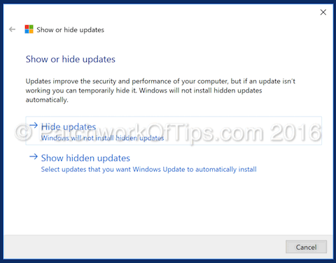 Show and Hide Windows Update