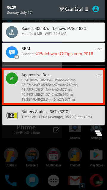 Greenify Agressive Doze Notification