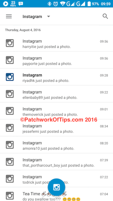 BlackBerry Hub+ Instagram Notifications