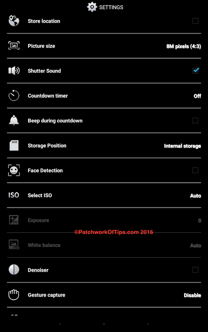 Lenovo Yoga Tab 3 10%22 Camera Settings