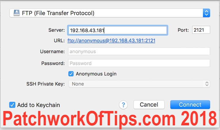 Mi File Manager FTP Transfer Connection Cyberduck Setup 2