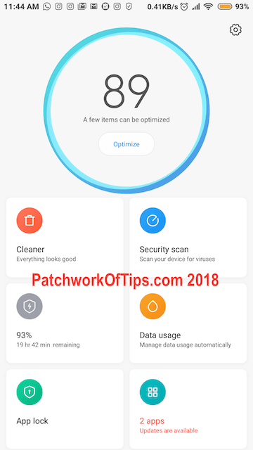 MIUI 10 Security Center Lock Apps