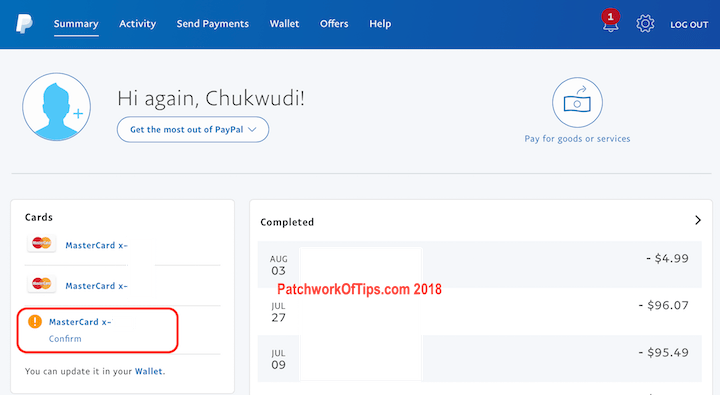 Confirm Nigerian Debit Card Added To PayPal 6