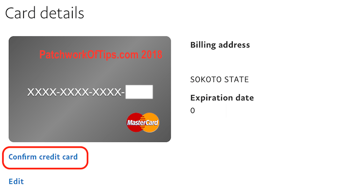 Confirm Nigerian Master Card Added To PayPal 7
