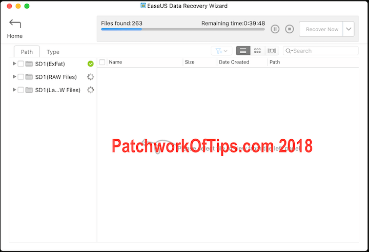 EaseUS Data Recovery Scanning SD Card For Files