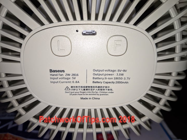 BaseUS ZW-2816 Desktop USB Fan Back 2