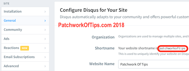 Disqus Shortname