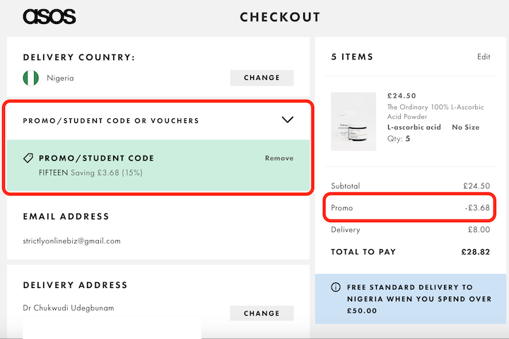 ASOS Promo Code Checkout