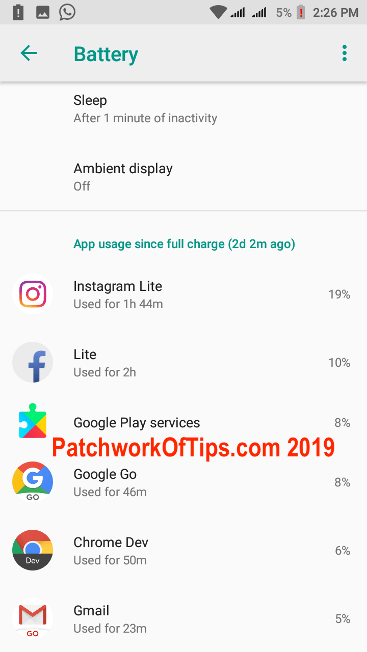Xiaomi Redmi Go Screenshots Daily Battery Life Apps Used 1
